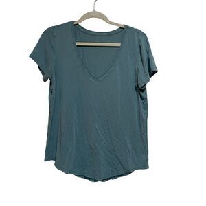 Lululemon Size 8? Love Tee Shirt Teal Blue V Neck Short Sleeve T-Shirt
